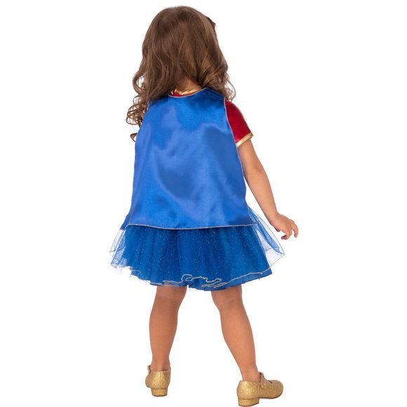 Toddler Girls DC Comics WONDER WOMAN Halloween Costume Cape Size 4T Dress Up NWT - Picture 2 of 2